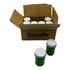 Vintage Duraglas Emerald Green Glass Ointment Jars 1/2 oz Owens-Illinois Set